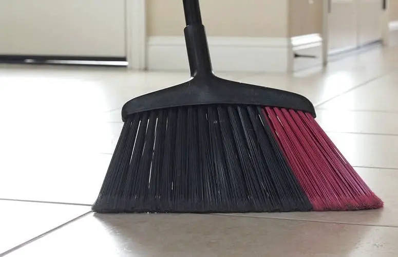 sweeping a floor