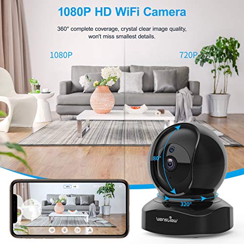 wansview Wireless Security Camera, IP Camera 1080P HD, WiFi Home Indoor Camera for Baby/Pet/Nanny, Motion Detection, 2 Way Audio Night Vision, Works with Alexa, with TF Card Slot and Cloud