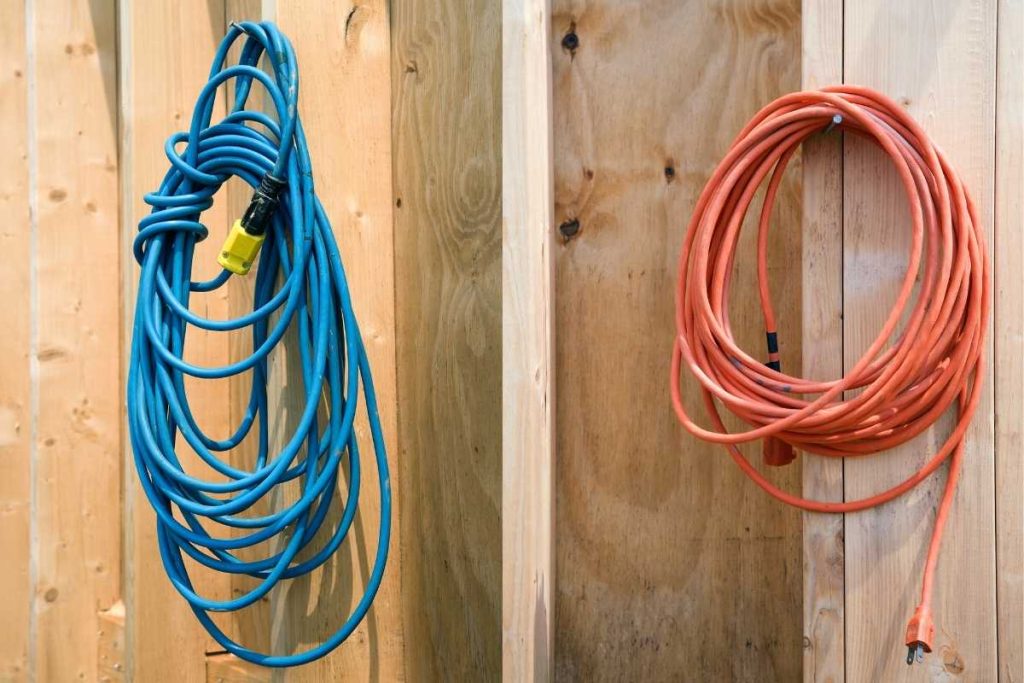 Tips on organizing extension cords in a garage.