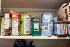 Pantry cabinet organization.